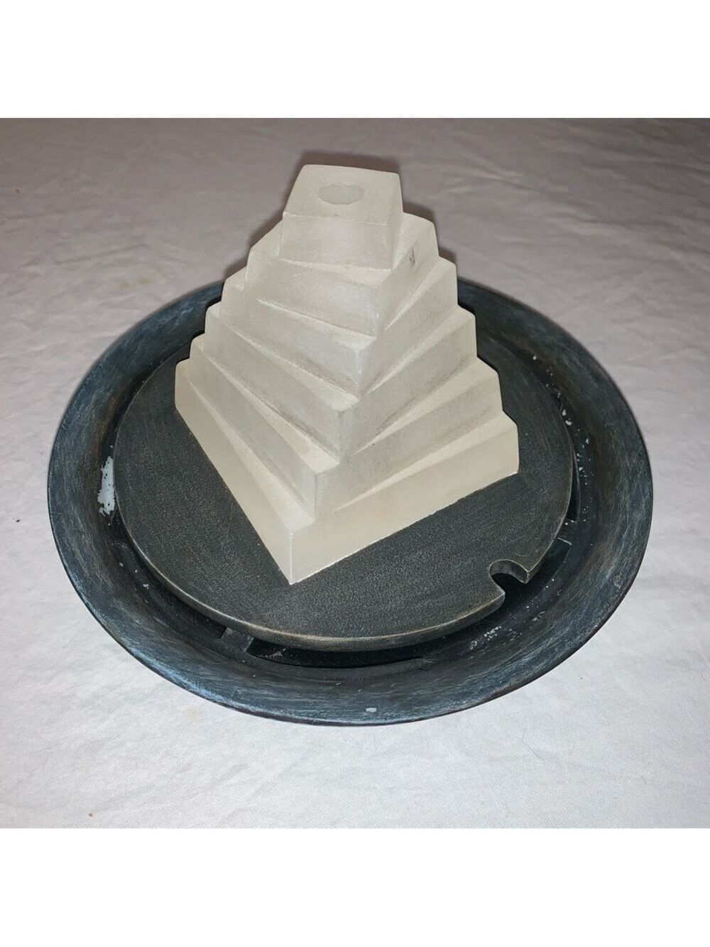 Frosted White grey Stepped Pyramid fountain (no pump)
